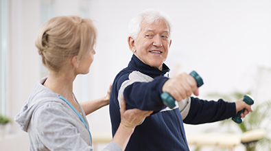 Elder man doing rehab