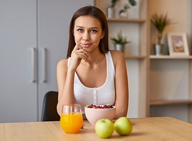 Woman eating healthy food