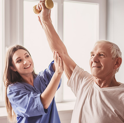 Nurse and patient doing cardiac rehabilitation