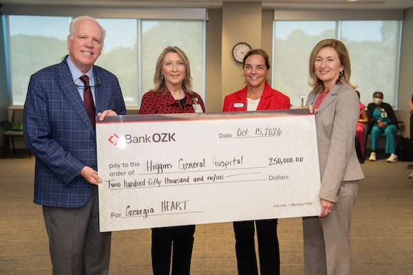 Higgins General Hospital Receives $250,000 from Bank OZK for Ninth Consecutive Year Through Georgia HEART Program