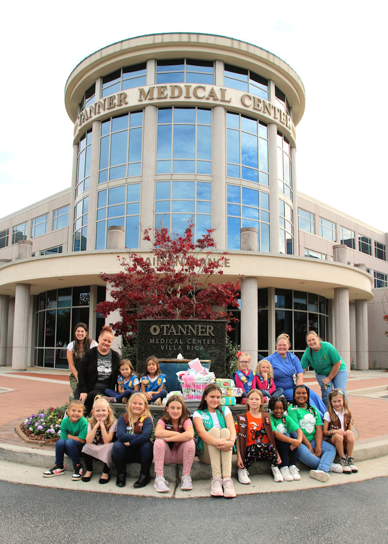 Girl Scout Troop 10442 with their donation