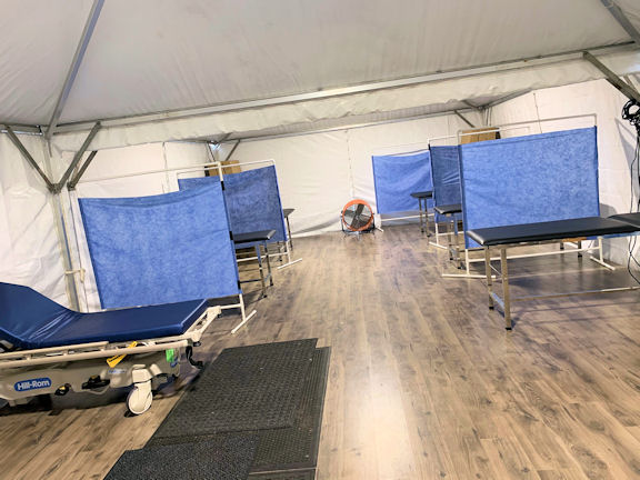 Inside a care tent in Carrollton