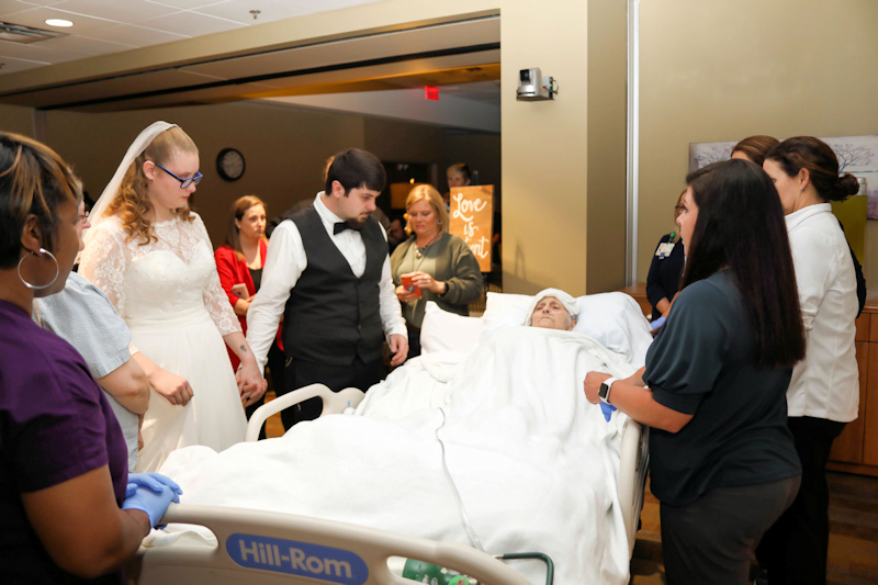 Eva Haynes attends her son's wedding from her hospital bed