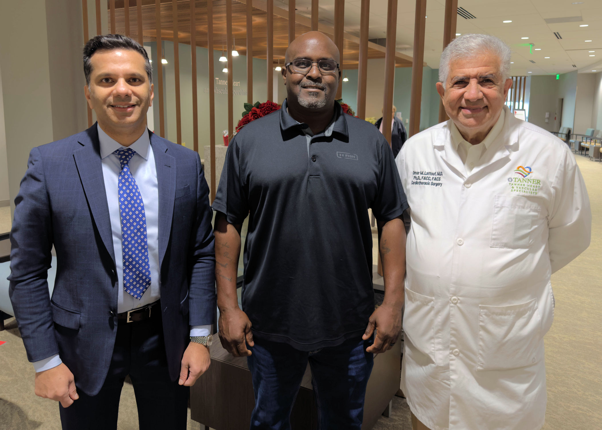 Dr. Shazib Khawaja, patient Stoney Cheeks and Dr. Omar Lattouf