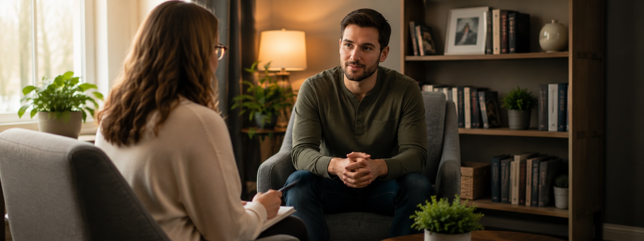 man talking with his therapist