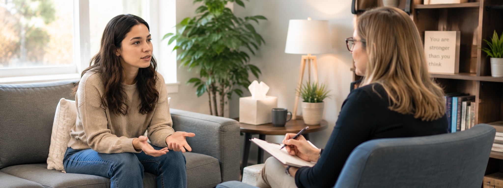 woman talking with her therapist