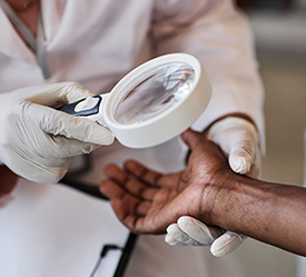 Doctor preforming a skin test