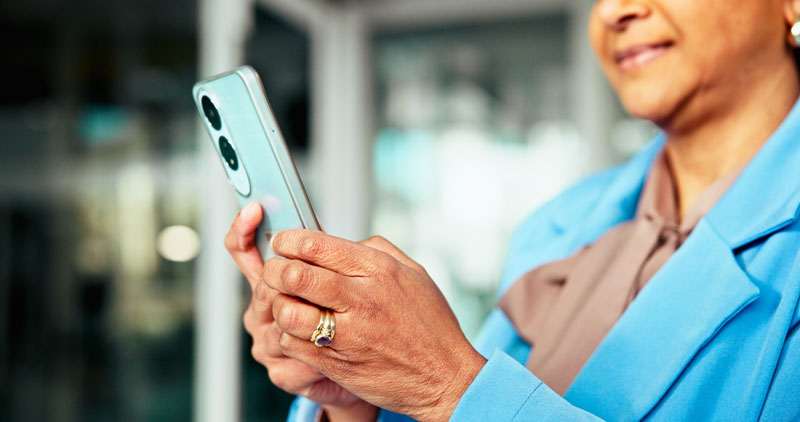 Woman looking at her phone