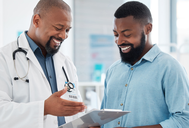 man talking with doctor